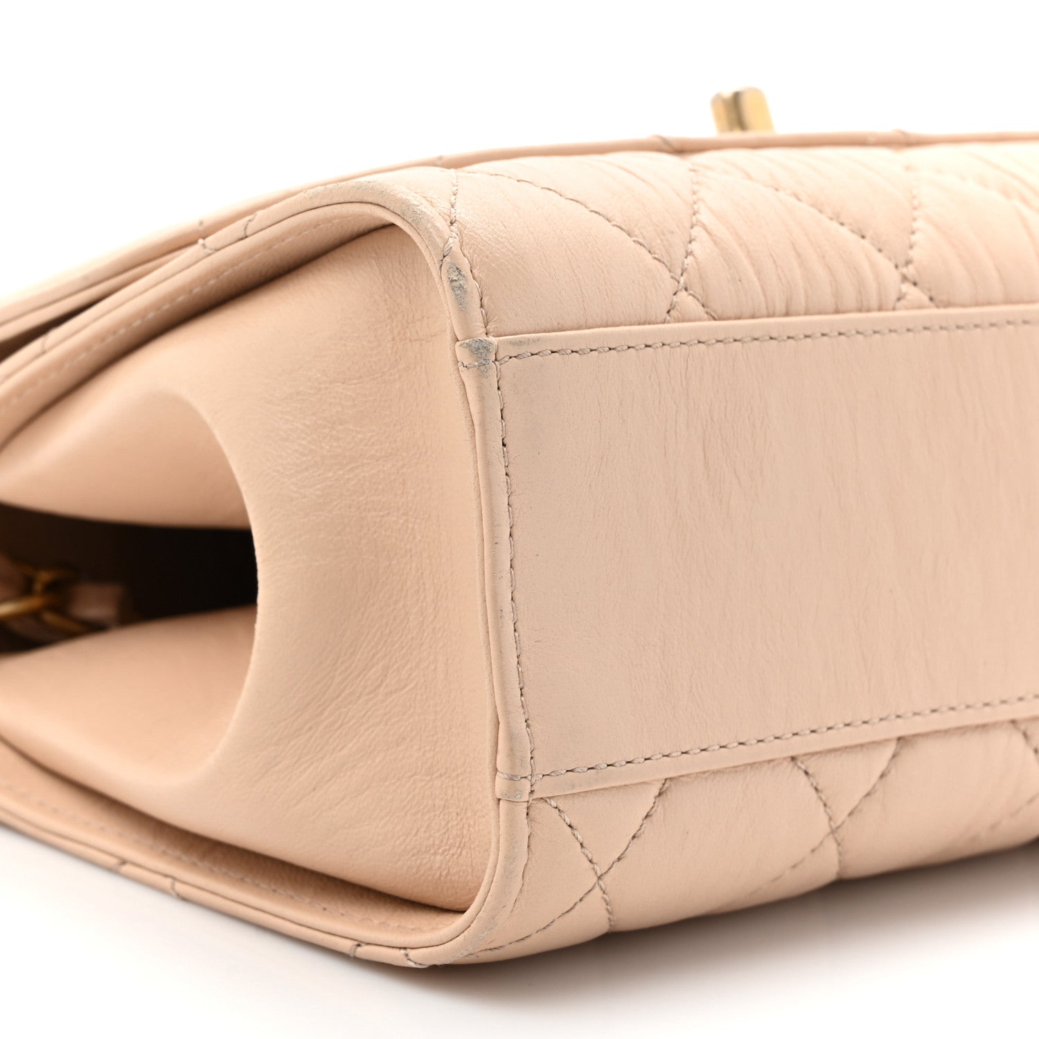 Chanel Crumpled Lambskin Quilted Small CC Links Top Handle Flap Beige 10 of 18