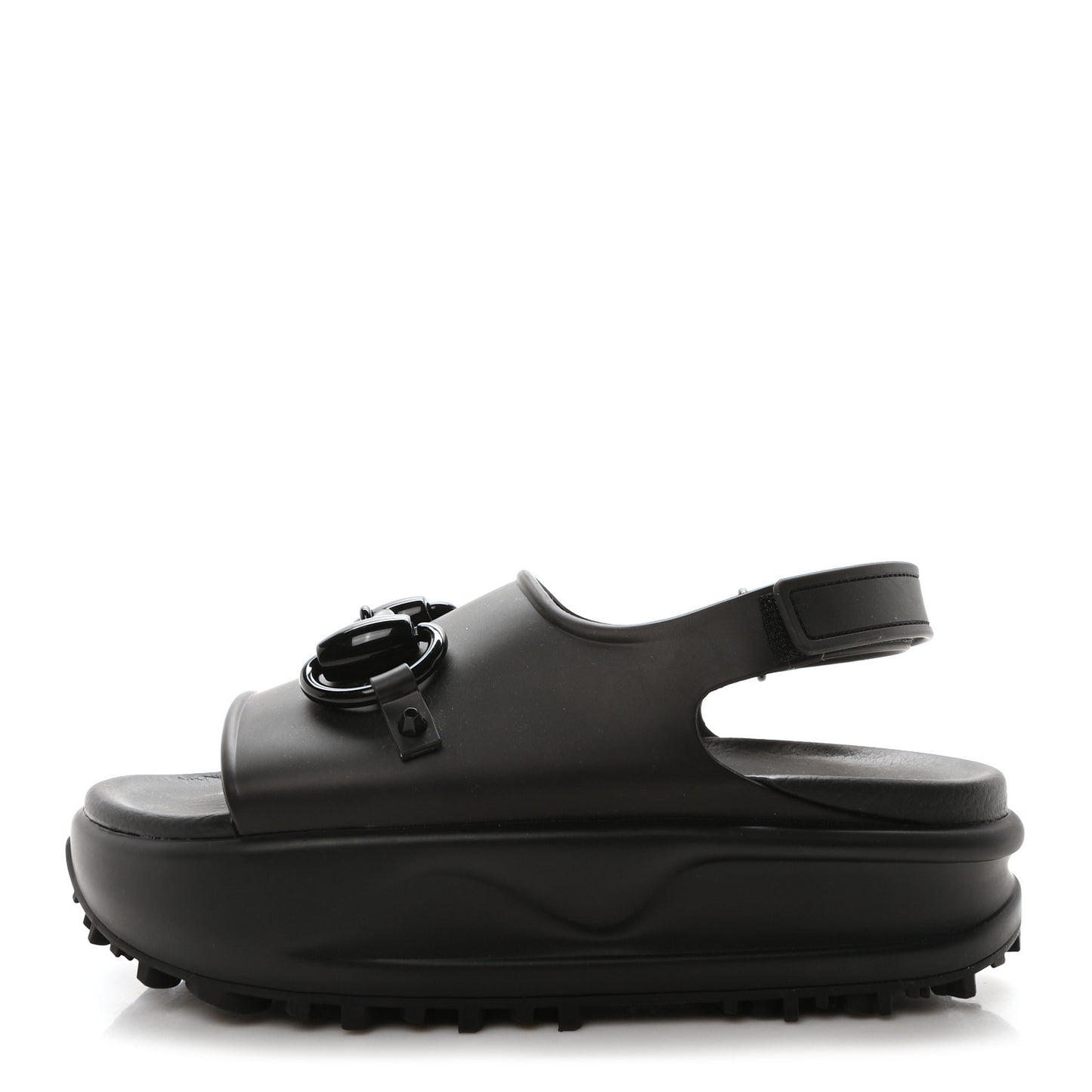 Soft Rubber Horsebit Touch Womens Strapped Sandals 36 Black