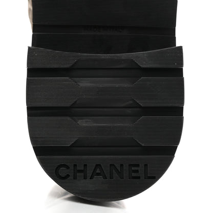 Chanel Calfskin Shiny Calfskin Quilted Lace Up Combat Boots 39 Dark Beige Black 8 of 9