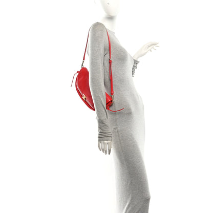 Celine Shiny Lambskin Soft Triomphe Little Half Moon Ultra Red 2 of 9