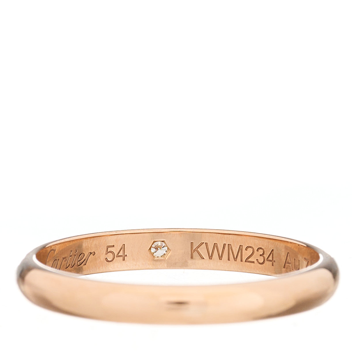 Cartier 18K Pink Gold Diamond 2.6mm 1895 Wedding Band Ring 54 6.75 5 of 7