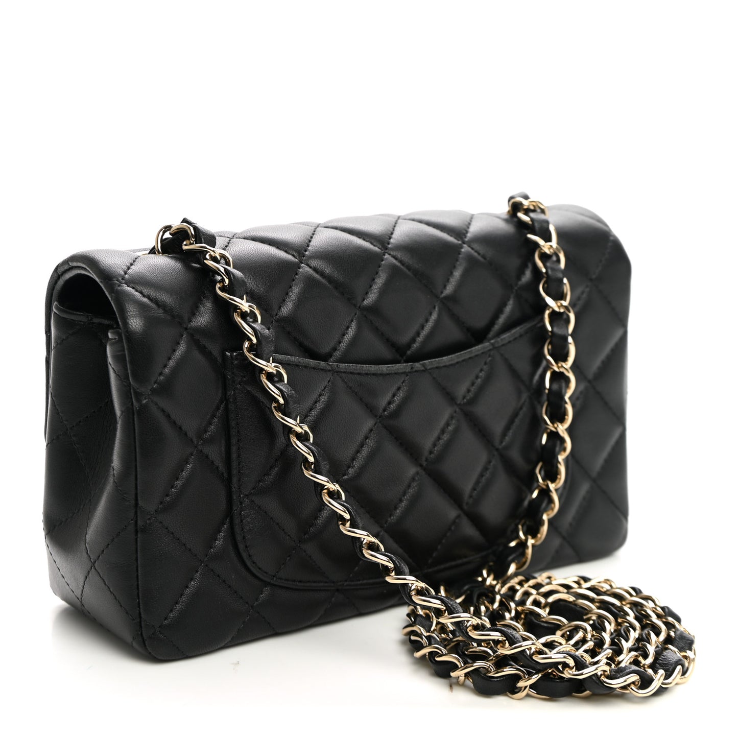Lambskin Quilted Mini Rectangular Flap Black