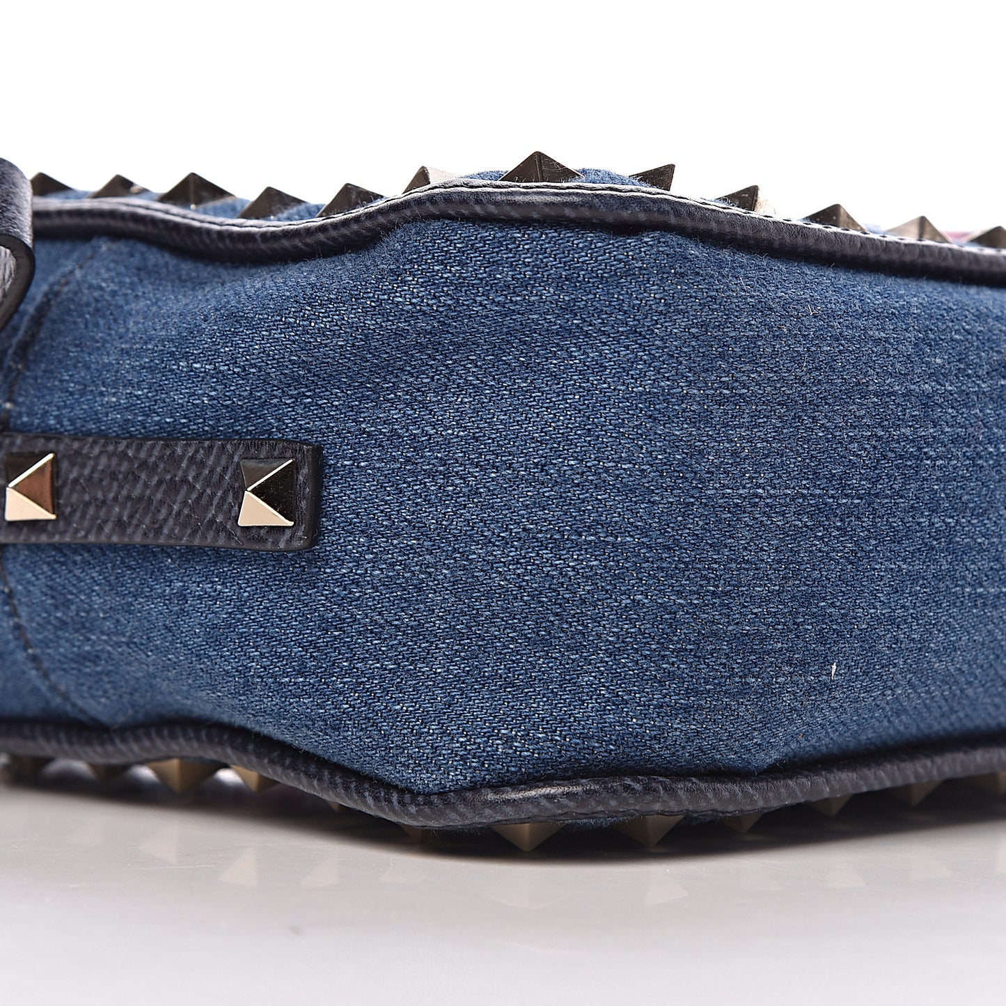 Denim Butterfly Embroidered Rockstud Camera Crossbody Bag Light Denim Multicolor