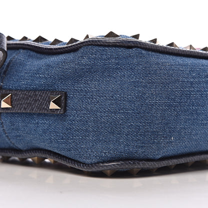 Valentino Garavani Denim Butterfly Embroidered Rockstud Camera Crossbody Bag Light Denim Multicolor 8 of 9
