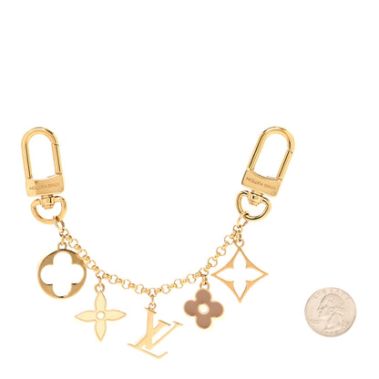 Louis Vuitton Brass Enamel Fleur De Monogram Bag Charm Chain Gold 2 of 4