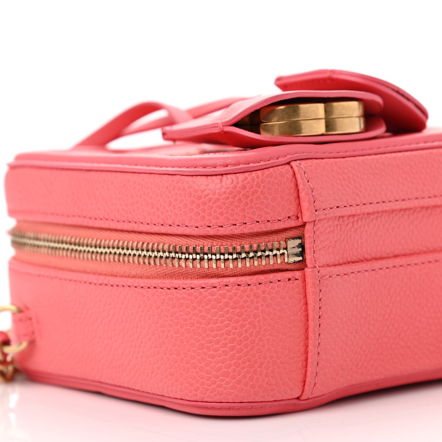 Caviar Quilted Small CC Filigree Vanity Case Coral