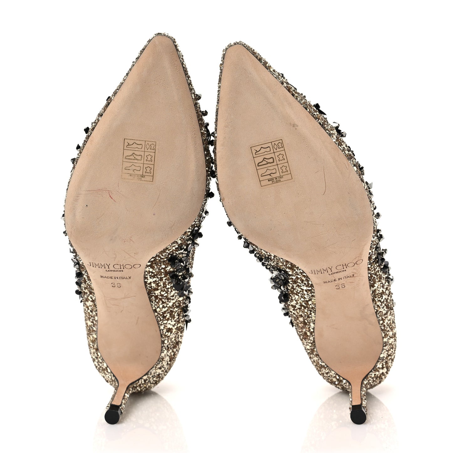Glitter Embellished Romy 40 Pointy Toe Pumps 36 Black Gold