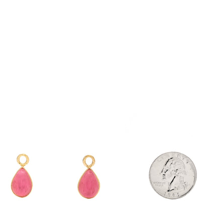 Elizabeth Locke 19K Yellow Gold Venetian Glass Intaglio Pear Drop Earring Charms Pink 2 of 3