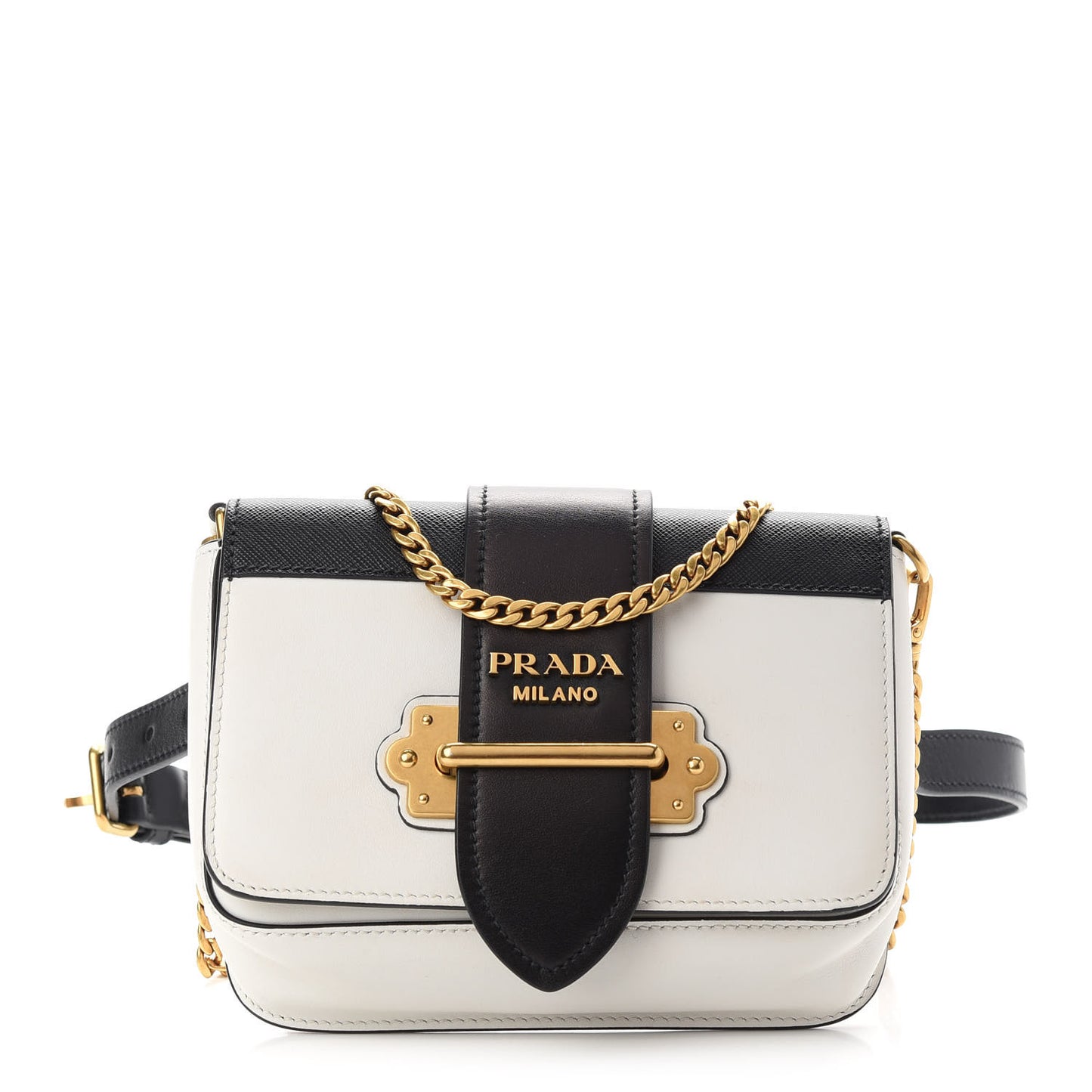 Saffiano City Calf Cahier Belt Bag White Black