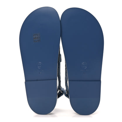 Chanel Denim CC Velcro Dad Chain CC Slide Sandals 38 Blue 6 of 10