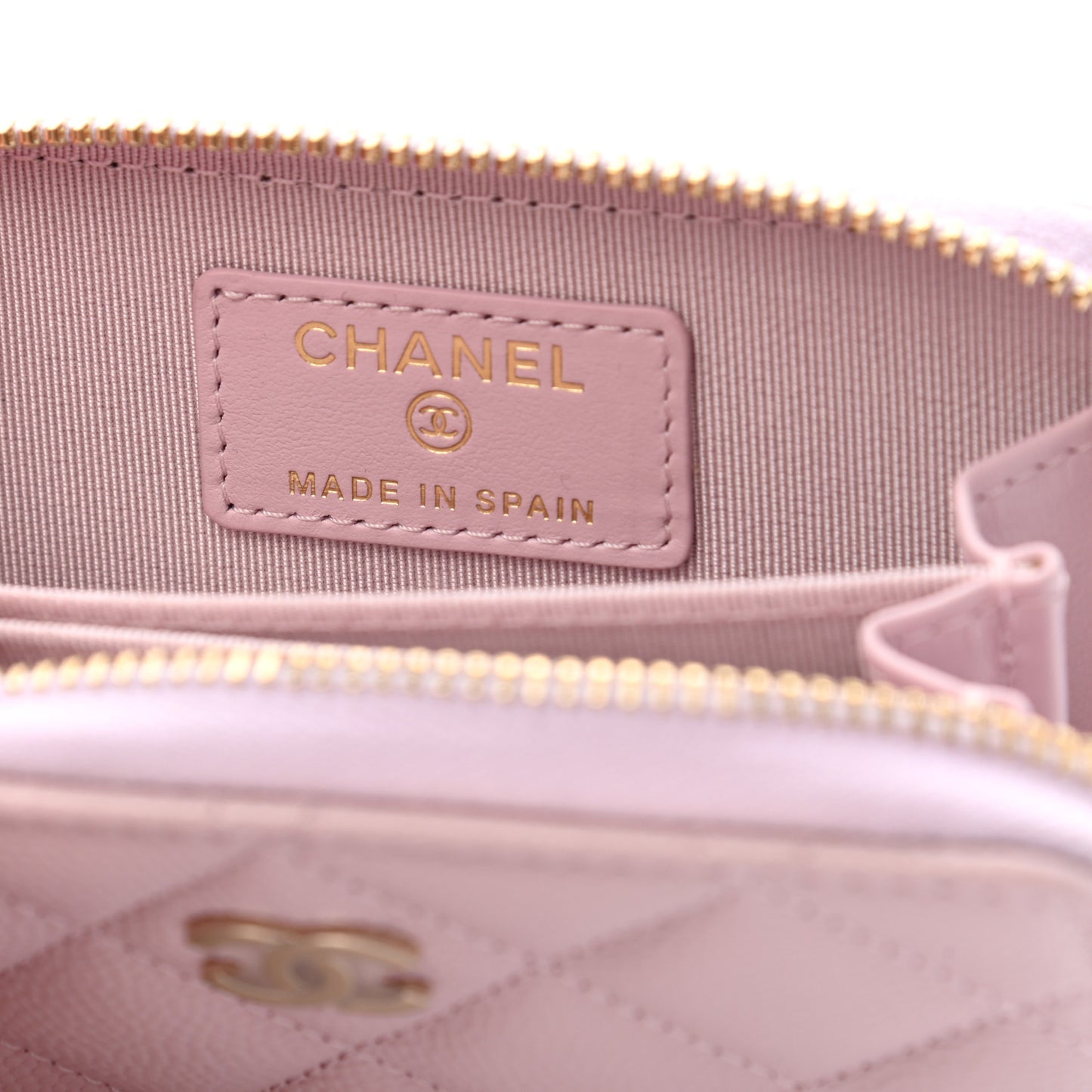 Caviar Quilted Zip Coin Purse Light Pink
