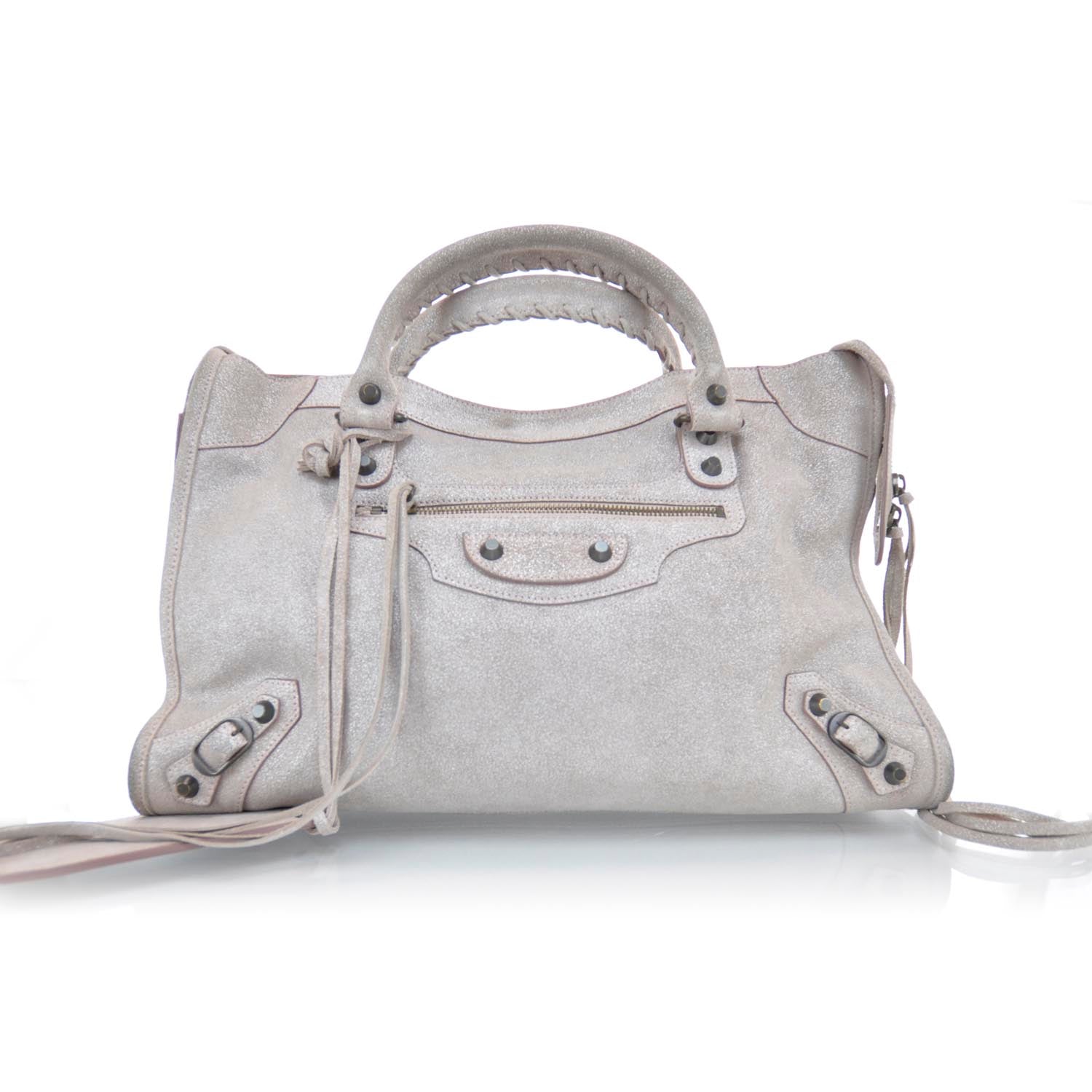 Balenciaga Metallic Craquele Calfskin Classic Hardware City Bois de Rose 1 of 9