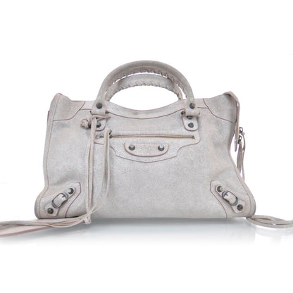 Balenciaga Metallic Craquele Calfskin Classic Hardware City Bois de Rose 1 of 9
