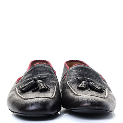 Gucci Pebbled Calfskin Mens Tassel Loafers 8 Black 2 of 7