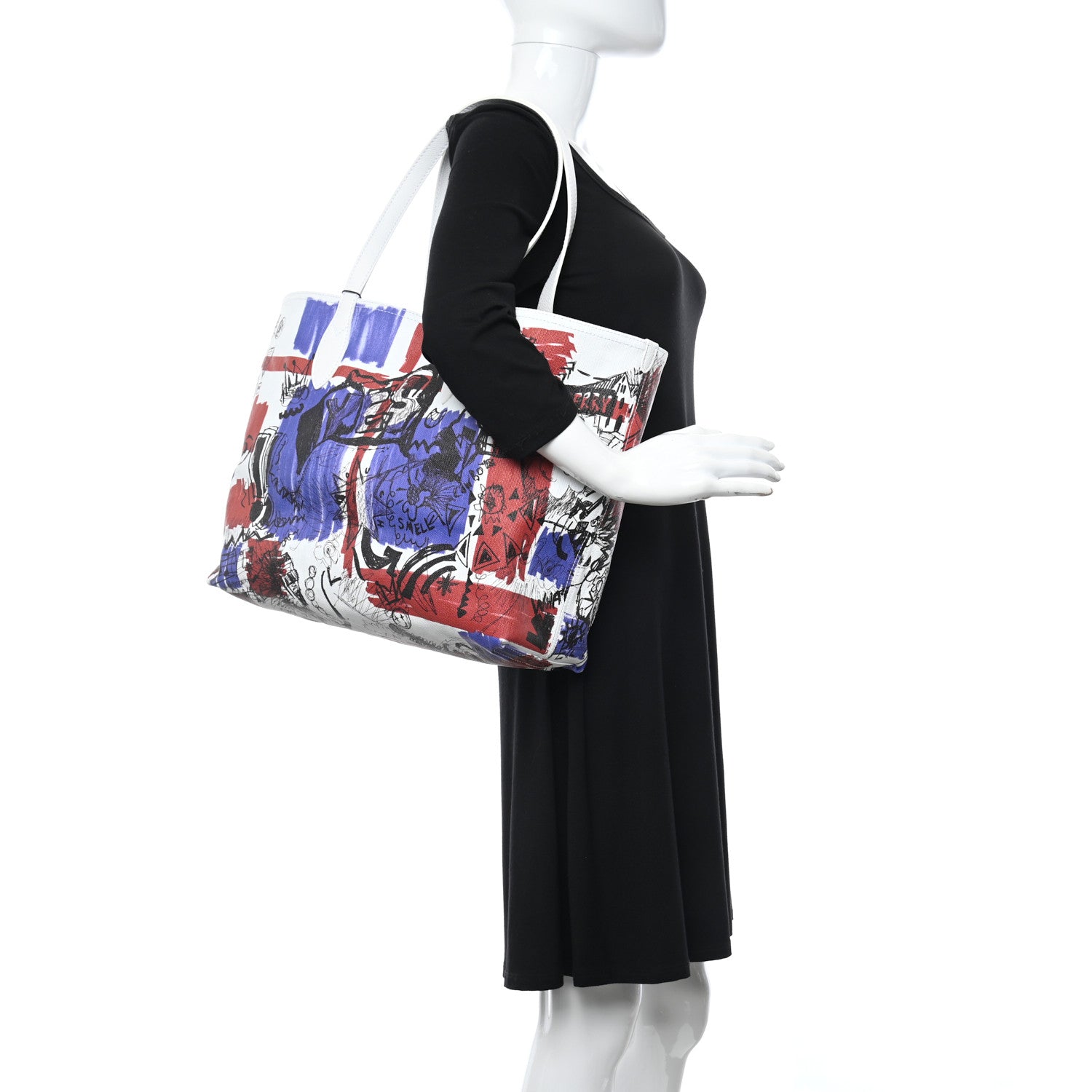 Burberry Canvas House Check Union Jack Sketchbook Reversible Doodle Tote Red White Blue 2 of 17