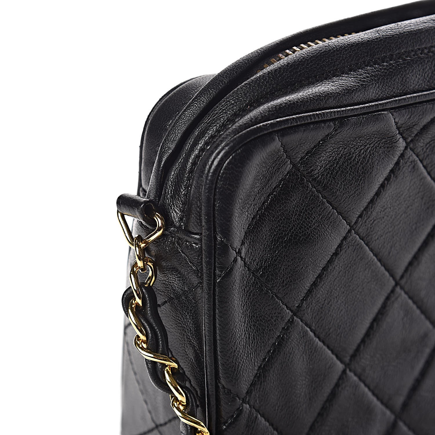 Chanel Lambskin Quilted Tassel Camera Case Pouch Black 12 of 15