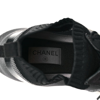 Chanel Fabric Calfskin Suede Mens CC Sneakers 45 Black Grey 7 of 8