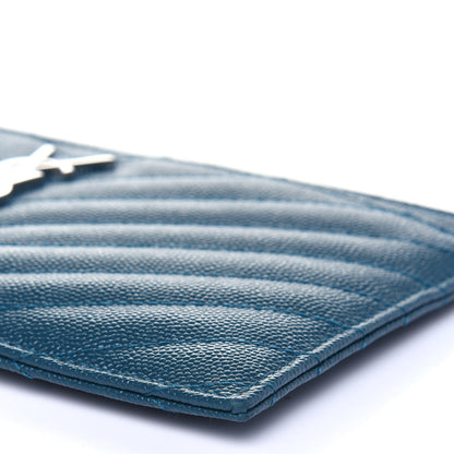 Saint Laurent Grain De Poudre Matelasse Chevron Monogram Bill Pouch Peacock Green 9 of 11