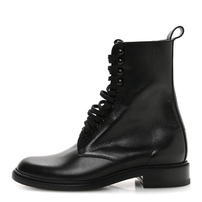 Saint Laurent Stalker Lambskin Mens Army 20 Lace Up Boots 40 Black 1 of 9