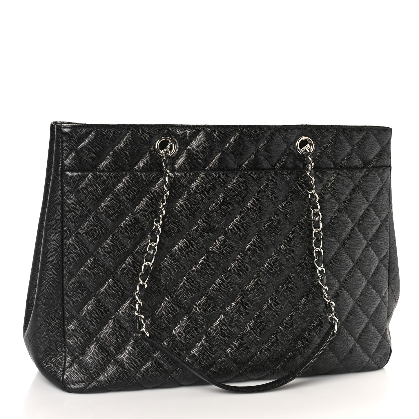 Caviar Quilted Large Shopping Tote Black