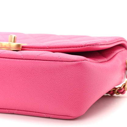 Chanel Shiny Caviar Quilted Small Chain Melody Flap Dark Pink 10 of 11