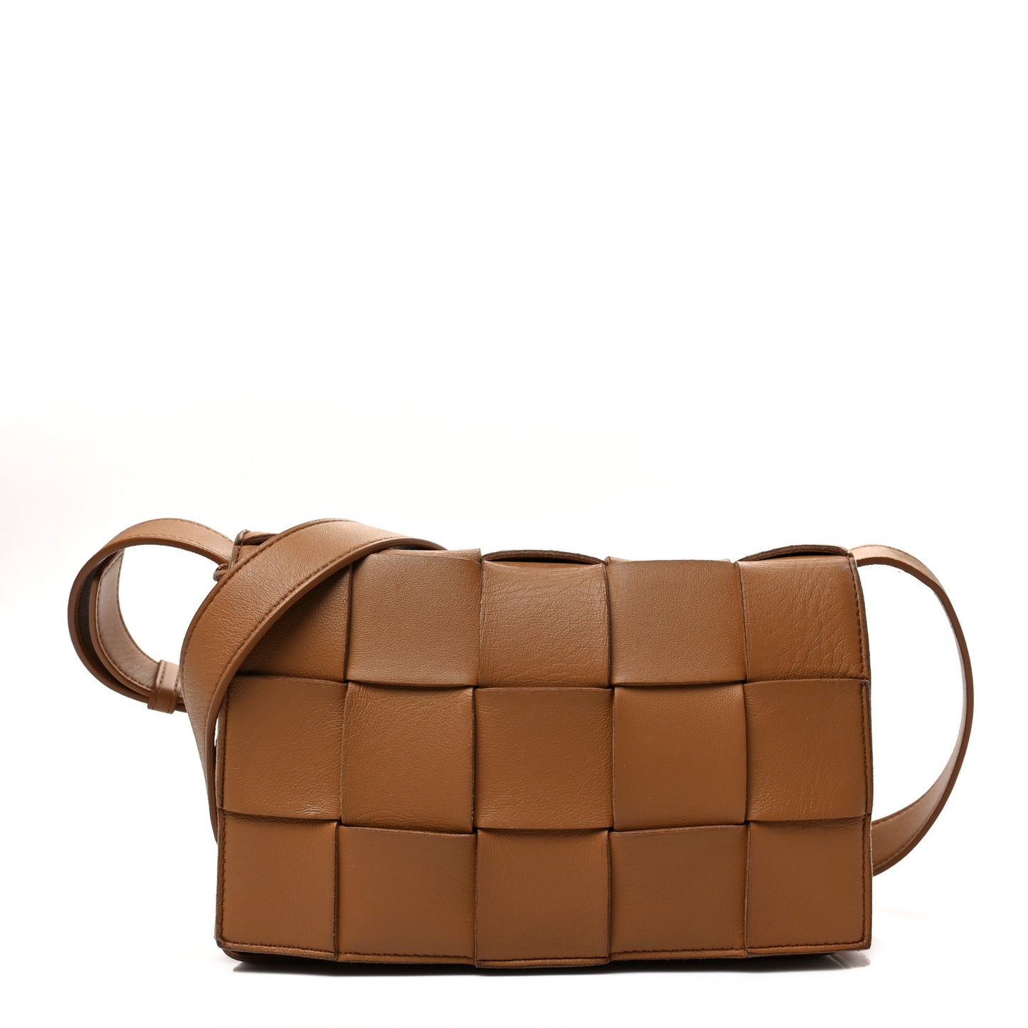 Lambskin Maxi Intrecciato Cassette Crossbody Bag Caramel