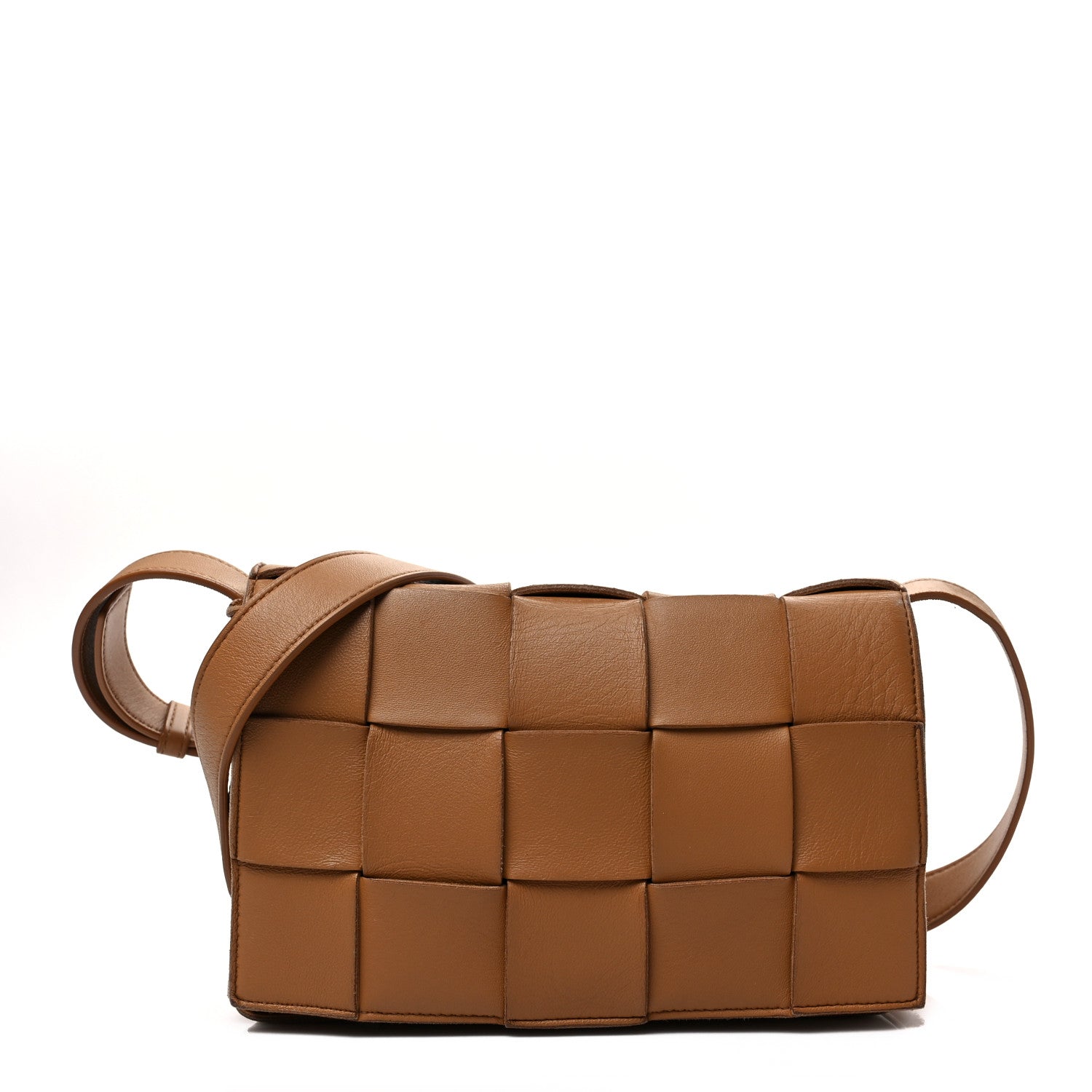 Bottega Veneta Lambskin Maxi Intrecciato Cassette Crossbody Bag Caramel 1 of 6