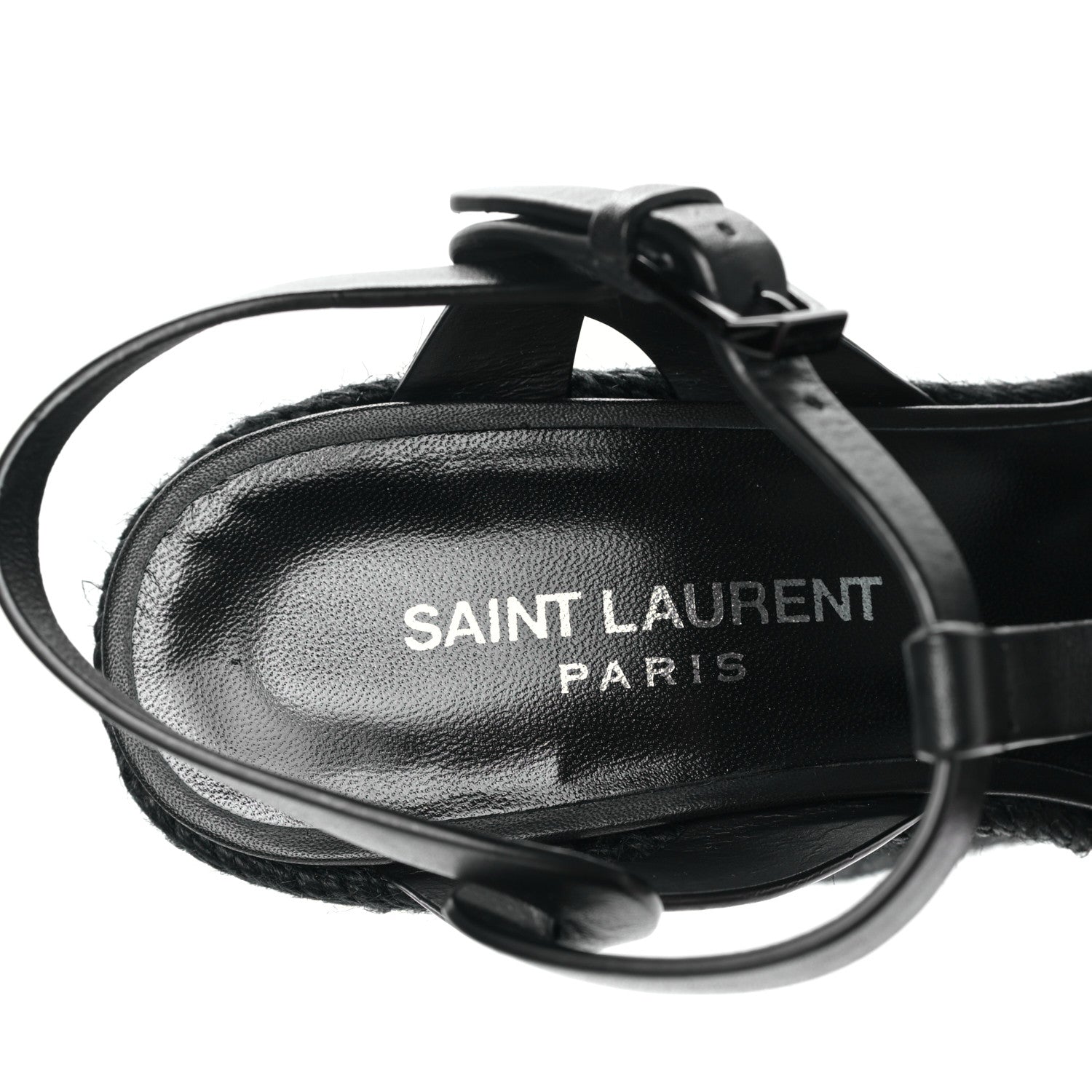 Saint Laurent Calfskin Tribute 95 Platform Espadrille Wedge Sandals 36.5 Black 7 of 8