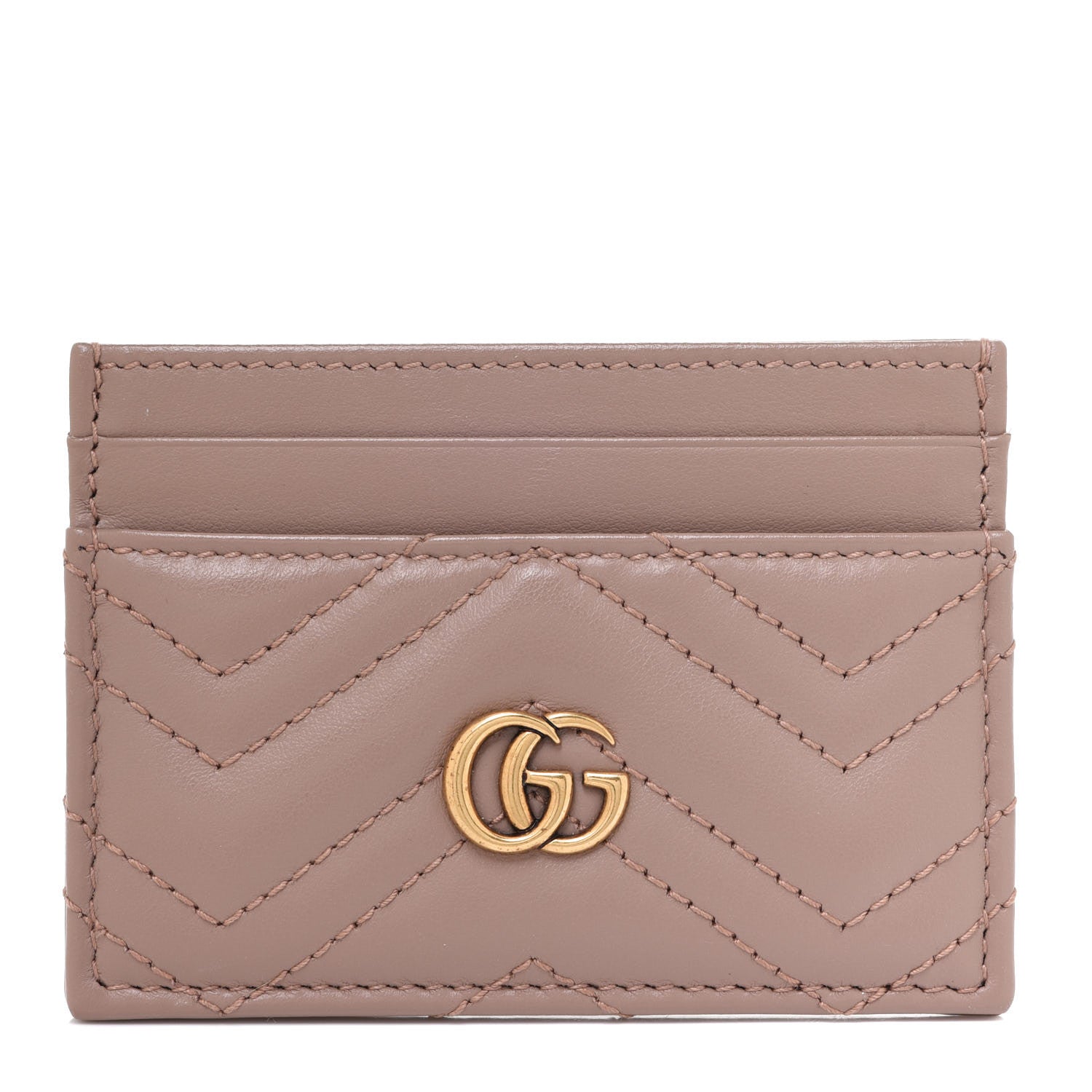 Gucci Calfskin Matelasse GG Marmont Card Holder Porcelain Rose 1 of 6