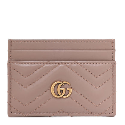 Gucci Calfskin Matelasse GG Marmont Card Holder Porcelain Rose 1 of 6