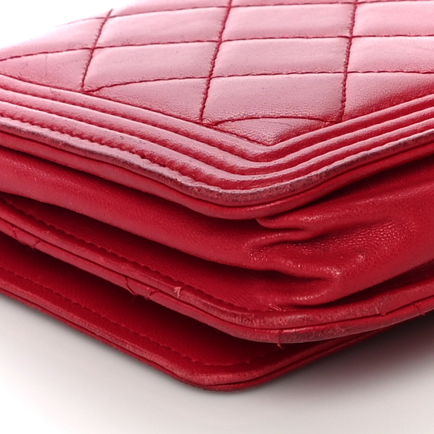 Chanel Lambskin Quilted Boy Wallet On Chain WOC Red 14 of 27