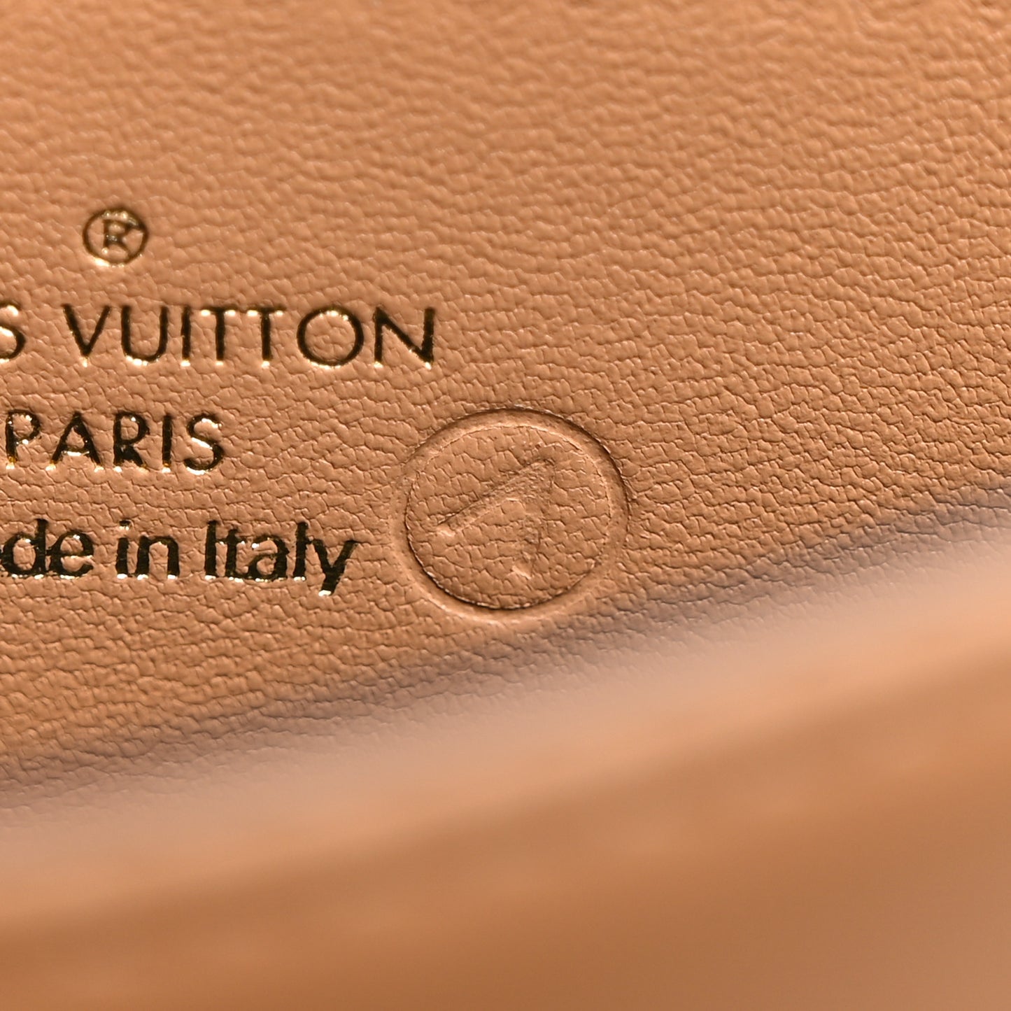 Lambskin Embossed Monogram Pochette Coussin Camel