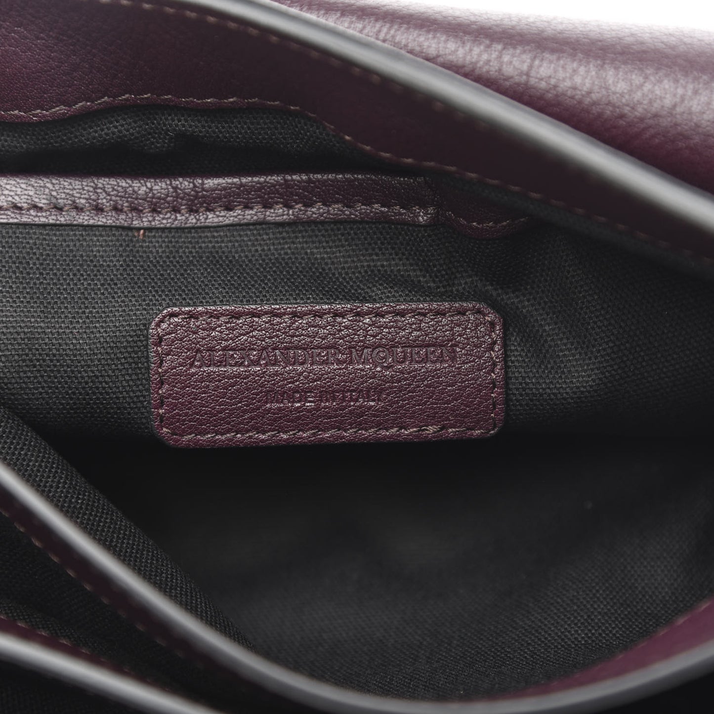 Grained Calfskin Twin Skull Chain Crossbody Burgundy