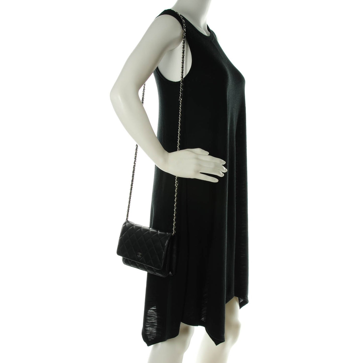 Lambskin Quilted Wallet On Chain WOC Black