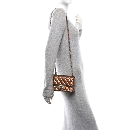 Chanel Striated Patent Quilted Mini Square Flap Pink 2 of 11