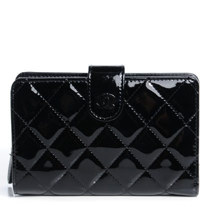 Chanel Patent Quilted CC French Wallet Black 1 of 8