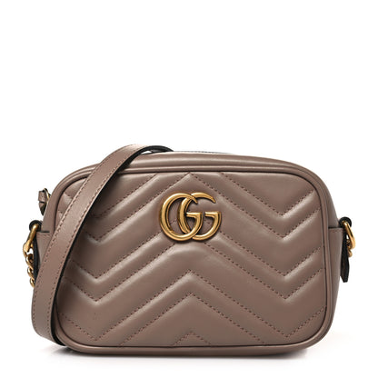 Gucci Calfskin Matelasse Mini GG Marmont Chain Shoulder Bag Porcelain Rose 1 of 10