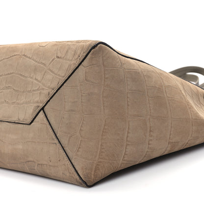 Celine Crocodile Embossed Nubuck Small Belt Cabas Phantom Beige 9 of 11
