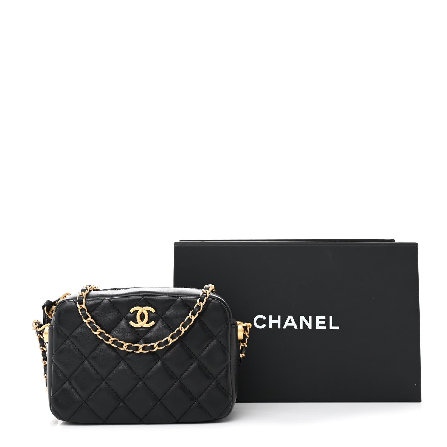 Chanel Lambskin Quilted CC Pearl Crush Camera Case Black 11 of 11