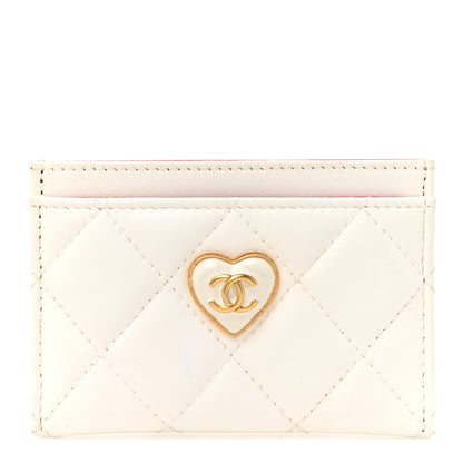 Chanel Lambskin Plexiglass Quilted Coco Love Card Holder White 1 of 9