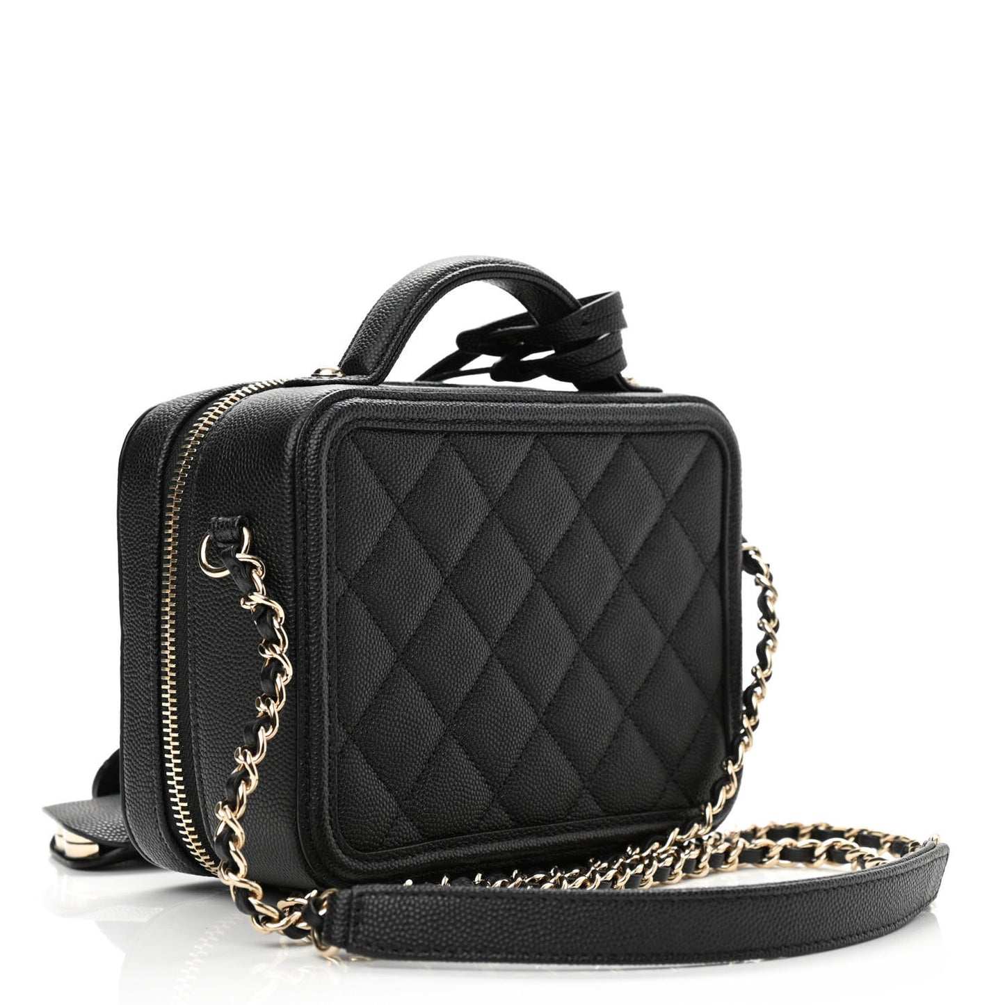 Caviar Quilted Small CC Filigree Vanity Case Black