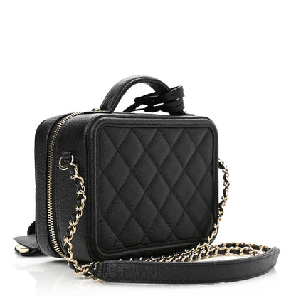 Chanel Caviar Quilted Small CC Filigree Vanity Case Black 3 of 10