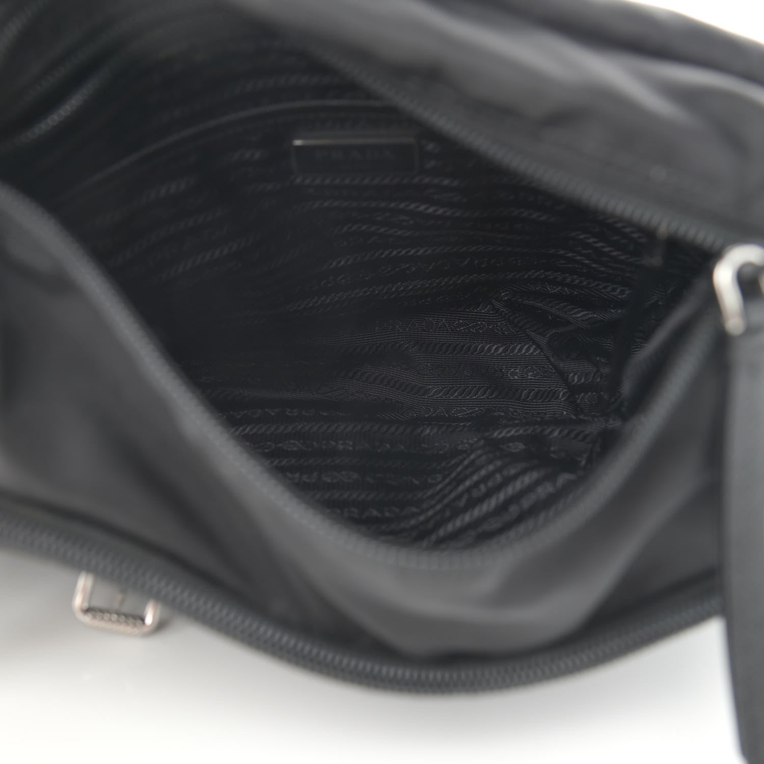 Prada Nylon New Vela Studded Messenger Black White 5 of 12