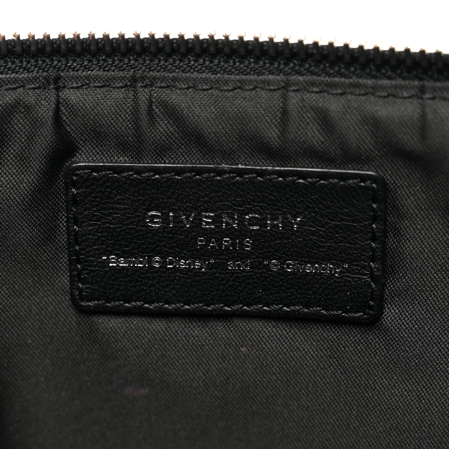 Textured Coated Canvas Bambi Print Cosmetic Pouch Black