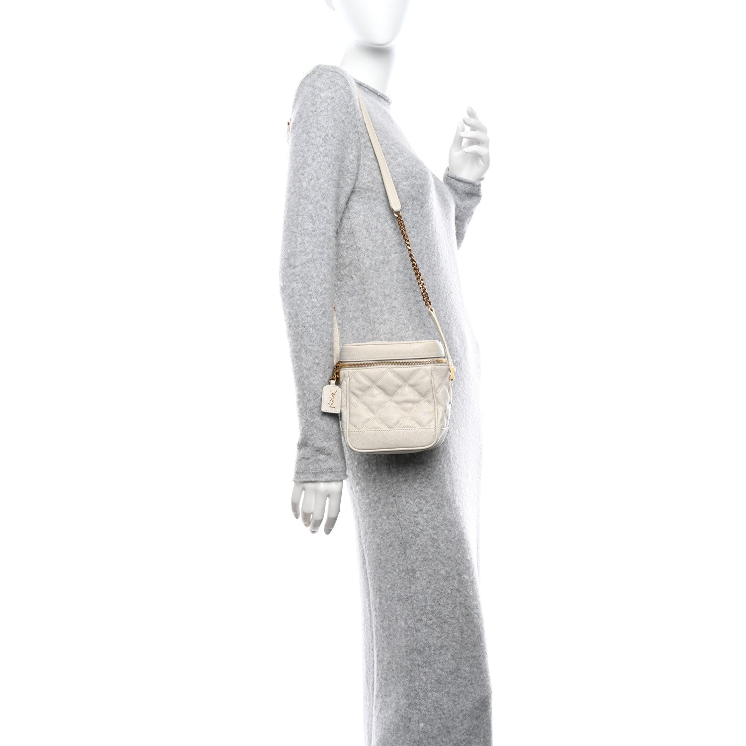 Saint Laurent Grain de Poudre Quilted 80's Vanity Bag Crema Soft Crema Soft 2 of 10
