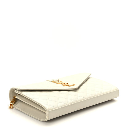 Saint Laurent Grain De Poudre Mixed Matelasse Triquilt Monogram Chain Wallet Blanc Vintage 4 of 9