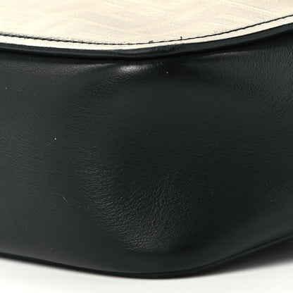 Fendi Glazed Fabric Vitello Century FF 1974 Stamp Patch Mini Camera Case Mogano Panna Black 11 of 12