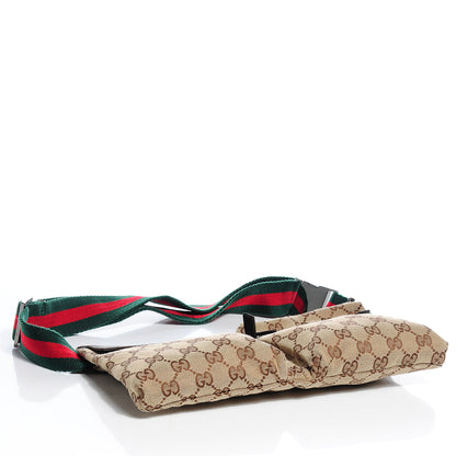Gucci GG Monogram Web Double Pocket Belt Bag Dark Brown 4 of 8