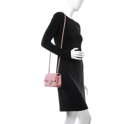 Chanel Lambskin Quilted Mini Rectangular Flap Pink 2 of 17