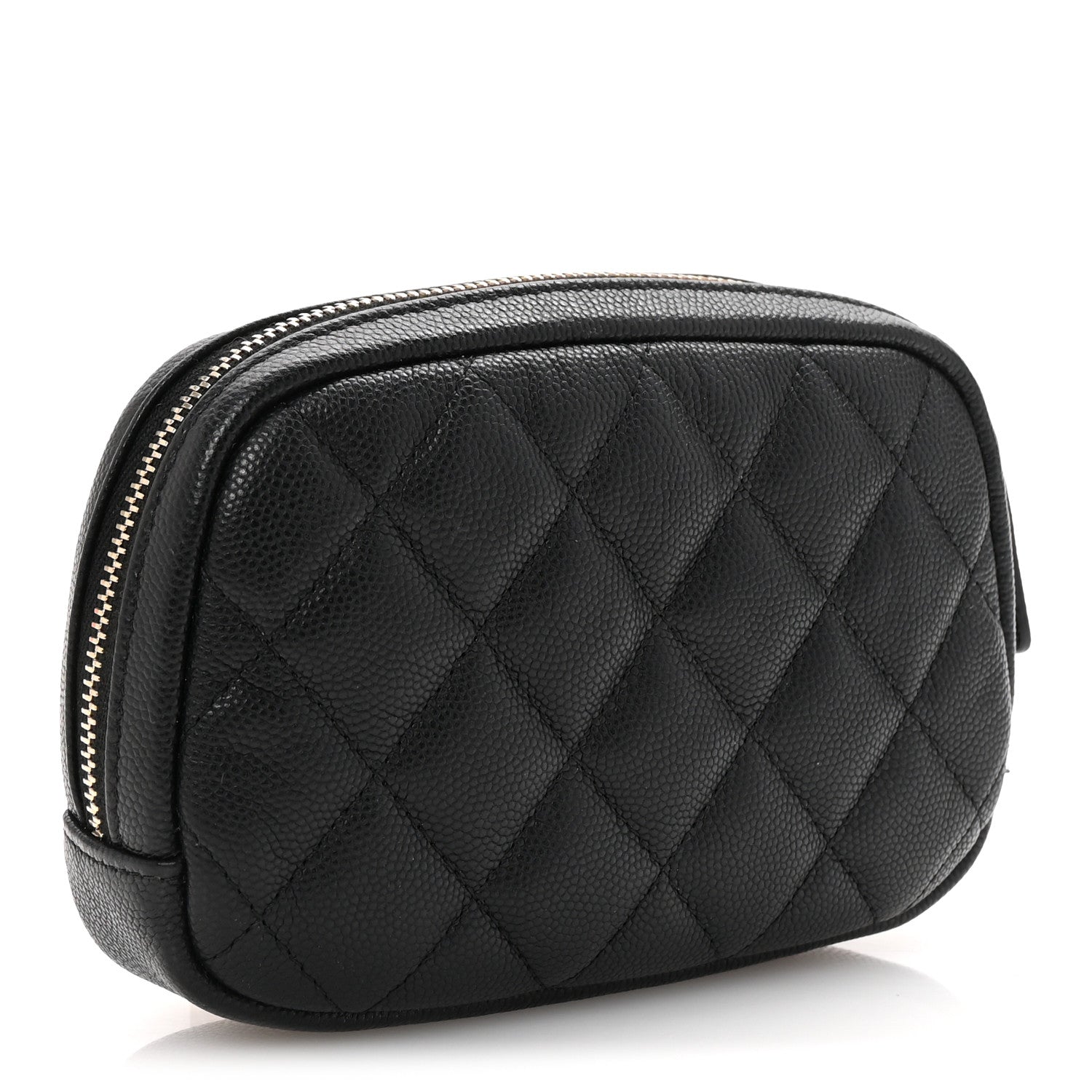 Chanel Lambskin Quilted Small Curvy Pouch Cosmetic Case Black 3 of 8
